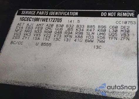 1998 Chevrolet C1500 Fleetside z USA, uszkodzony, nr VIN 1GCEC19M1WE172705